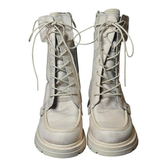 Franco Sarto Off-White / Cream Mid Calf Combat Boots Womens Sz 8 Water Resistant - Picture 2 of 10